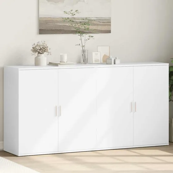 vidaXL Skænke 2 stk. 79x38x80 cm konstrueret træ hvid
