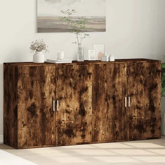 vidaXL Skænke 2 stk. 79x38x80 cm konstrueret træ, røget egetræ