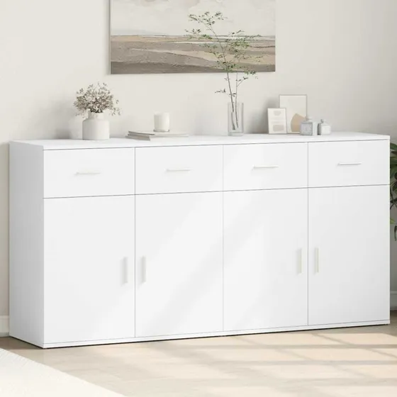 vidaXL Skænke 2 stk. 79x38x80 cm, konstrueret træ, hvid