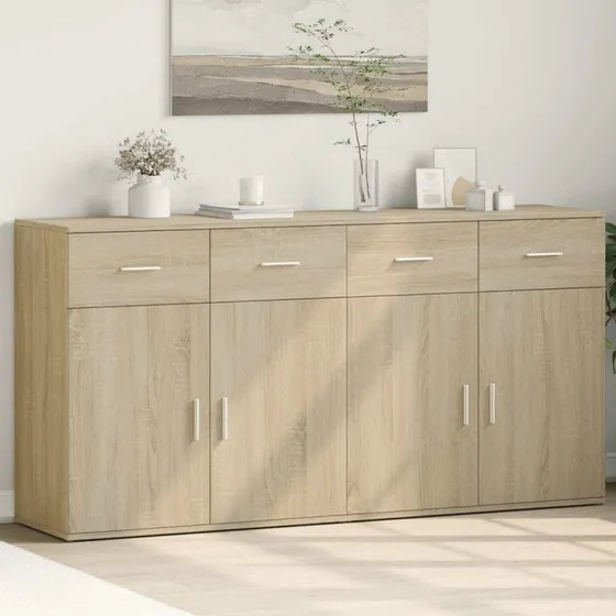 vidaXL Skænke 2 stk. 79x38x80 cm konstrueret træ Sonoma-eg