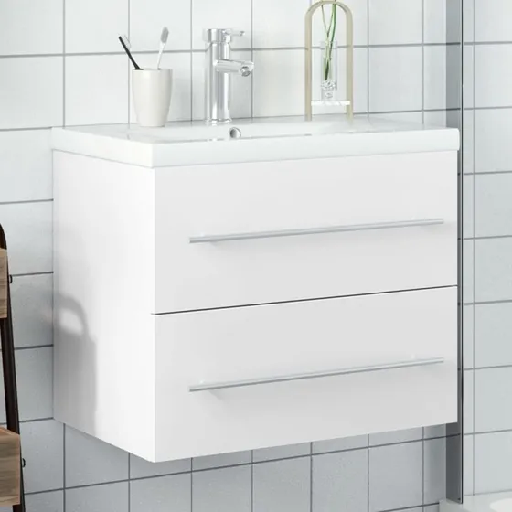 vidaXL underskab med indbygget håndvask 60x38,5x48 cm hvid