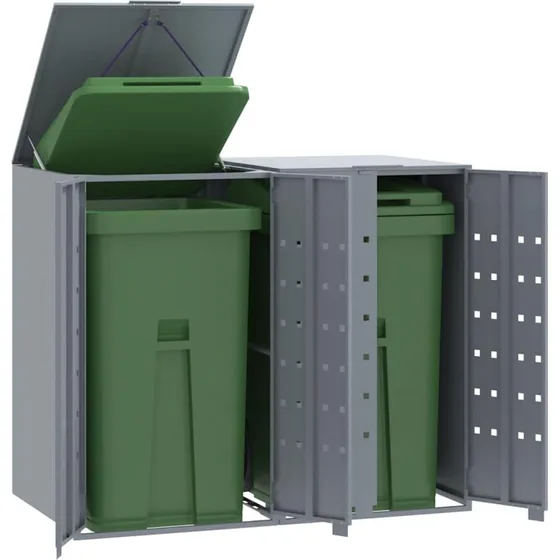 vidaXL skraldespandsskjuler 138x79x117 cm 2-rums stl gr