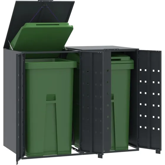 vidaXL skraldespandsskjuler 138x79x117 cm 2 rum antracit