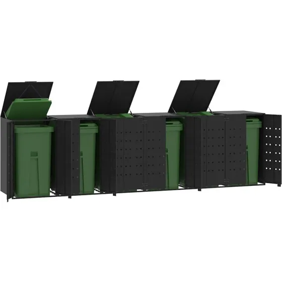vidaXL skraldespandsskjuler 414x79x117 cm 6 rum stl sort