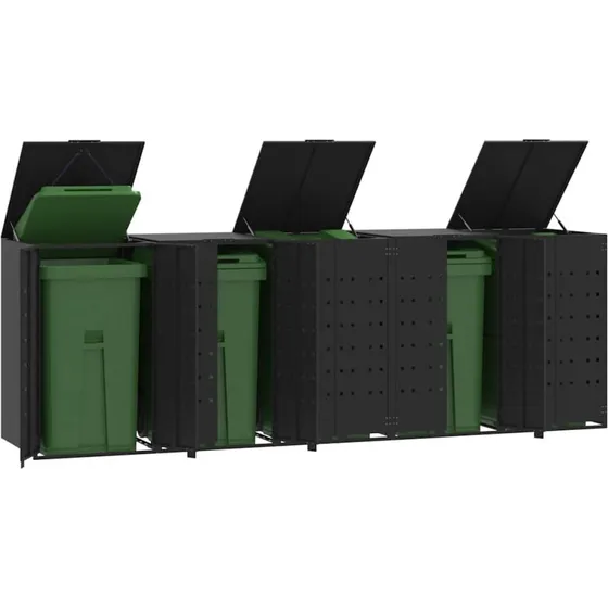 vidaXL skraldespandsskjuler 345x79x117 cm 5 rum stl sort