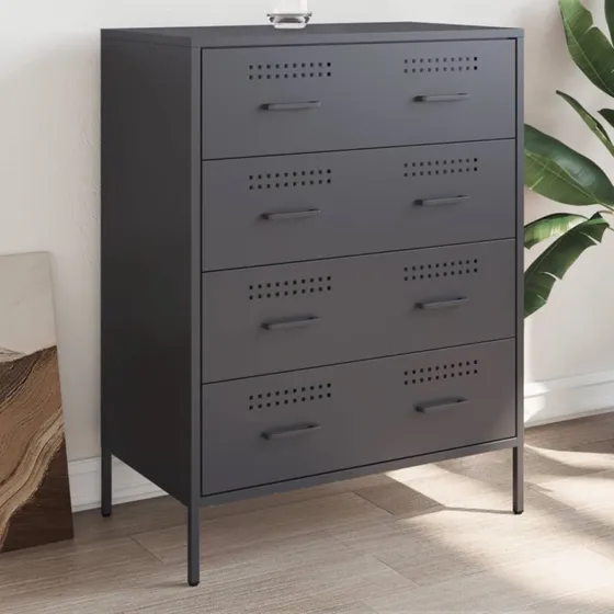 vidaXL skab 68x39x89 cm i stål, antracitgrå