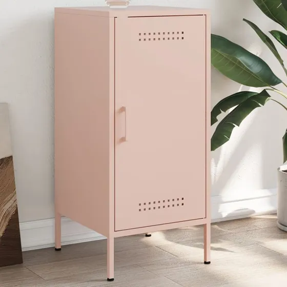 vidaXL skab 36x39x79 cm i koldvalset stål, lyserød