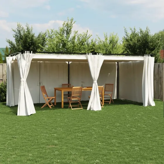 vidaXL pavillon 6x3 m med gardiner stål creme