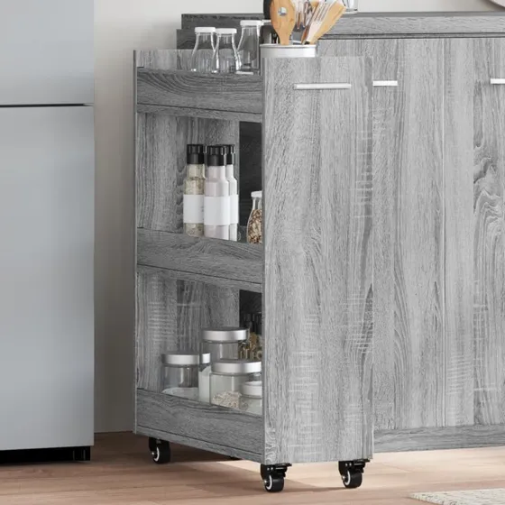 vidaXL skab på hjul 60x22x79 cm – grå Sonoma-eg