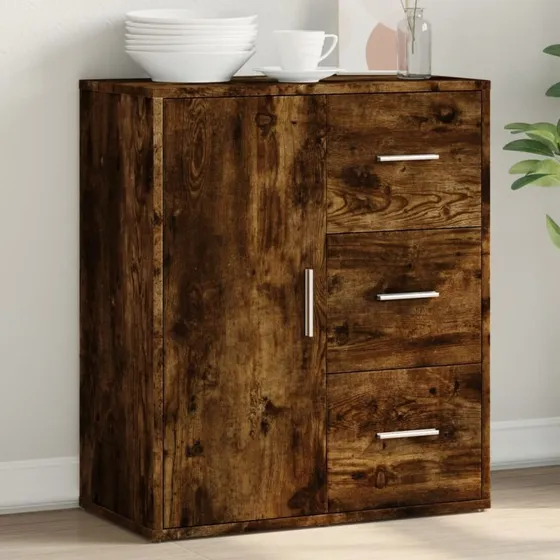 vidaXL skænk 60x31x70 cm konstrueret træ røget egetræsfarve