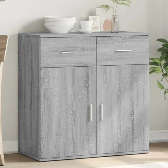 vidaXL skab 79x38x80 cm, konstrueret træ, grå Sonoma-eg