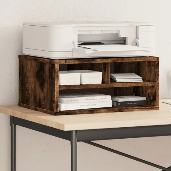 vidaXL printerstativ 49x40x22,5 cm konstrueret træ, røget egetræ