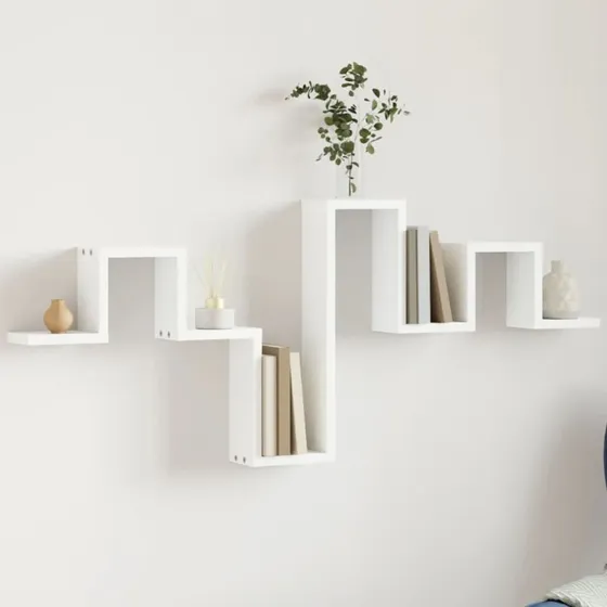 vidaXL væghylde 104,5x10x43 cm konstrueret træ, hvid