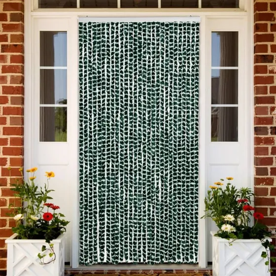 vidaXL flueforhæng chenille 118x220 cm grøn/hvid