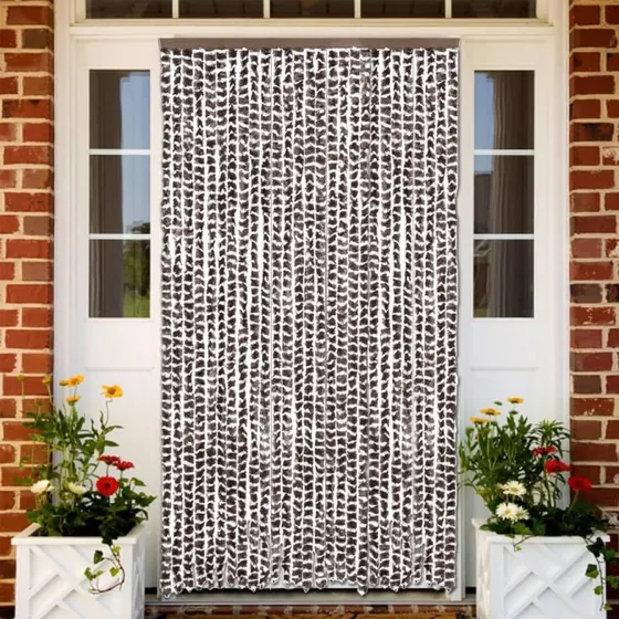 vidaXL flueforhæng 118x220 cm chenille brun/hvid