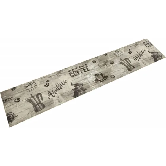 vidaXL køkkentæppe 60x300 cm Coffee-design, vaskbart velour grå