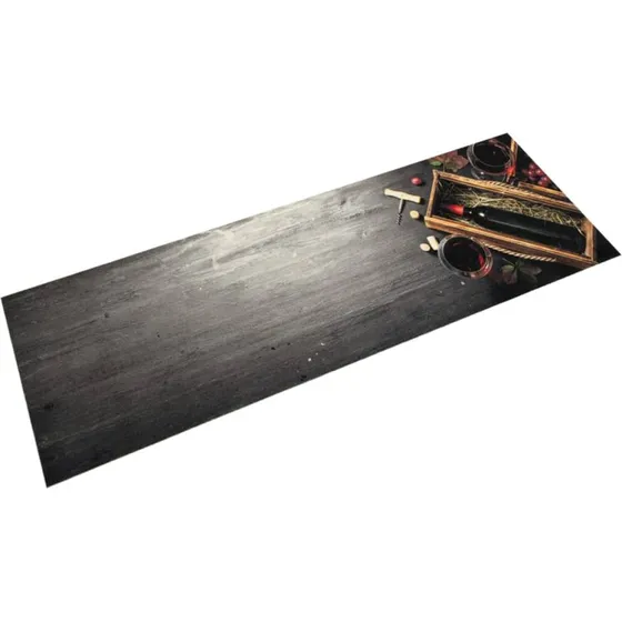 vidaXL køkkentæppe 45x150 cm velour grå vinflaske