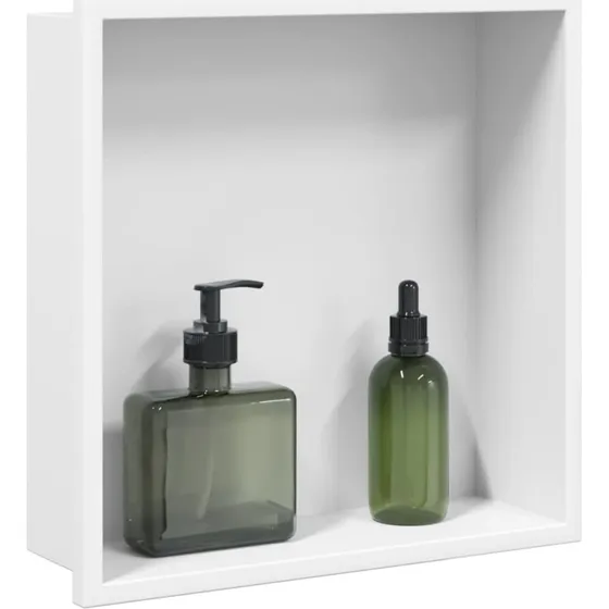 vidaXL brusehylde 32x32x9 cm rustfrit stål børstet mat hvid