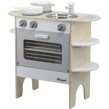 Magni Legekøkken m. ovn, kogeplader og vask, Grå (57x27x57 cm)