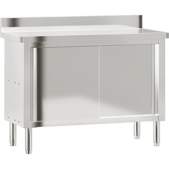 vidaXL arbejdsbord til kkken med skydelger, rustfrit stl