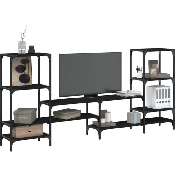 vidaXL TV-bord 206,5x28,5x95 cm konstrueret træ sort