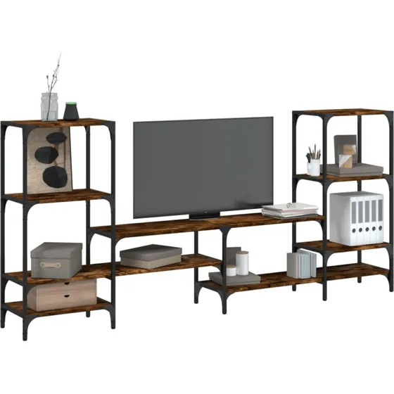 vidaXL TV-bord 206,5x28,5x95 cm konstrueret træ, røget eg