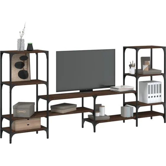 vidaXL tv-bord 206,5x28,5x95 cm – brun egetræsfarve