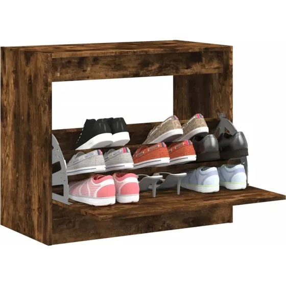 vidaXL skoskab 80x42x69 cm røget egetræ (3 vippeskuffer)