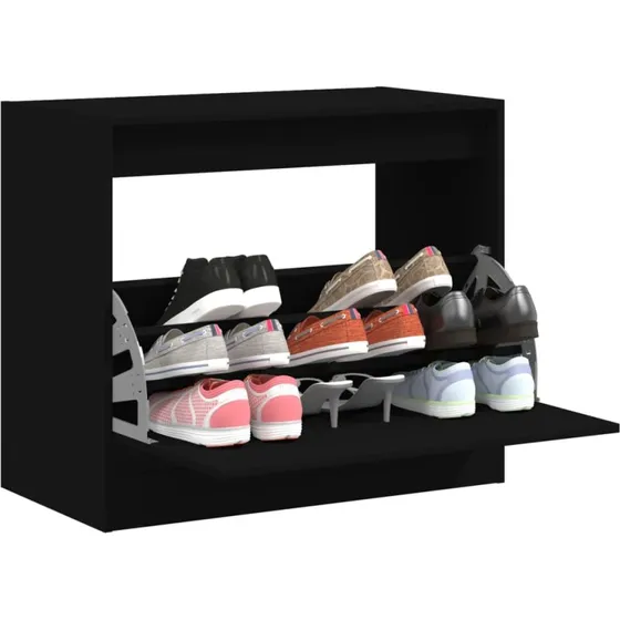 Ukendt Skoreol Konstrueret Træ Sort 80 x 21 x 163,5 cm