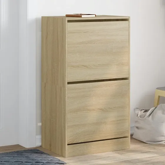 vidaXL skoskab 2 vippeskuffer 60x42x108 cm Sonoma-eg