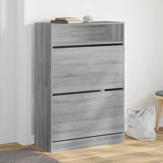 vidaXL skoskab 2 vippeskuffer 80x34x116 cm grå sonoma-eg