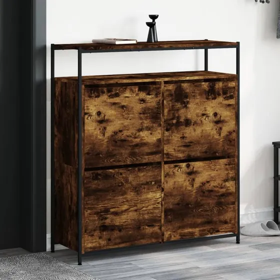 vidaXL skoskab 4 vippeskuffer 100x34x112 cm røget egetræ