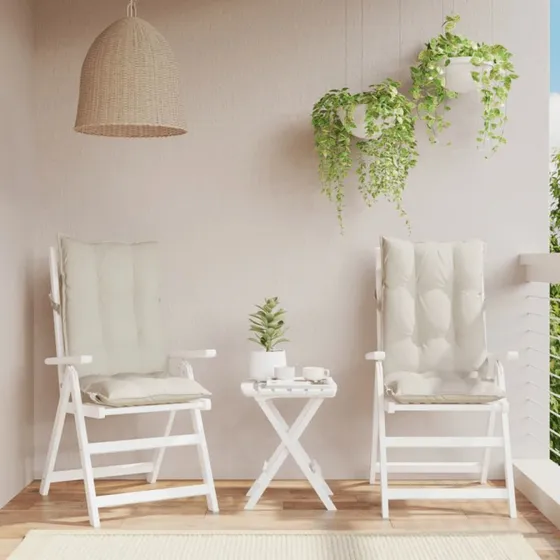 vidaXL Stolehynder med hj ryg 2 stk, Oxfordstof creme