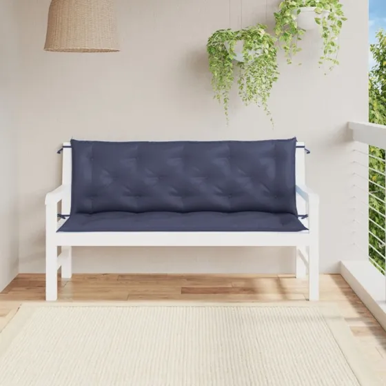 vidaXL hynder til havebænk 150x50x7 cm oxfordstof marineblå (2 stk)