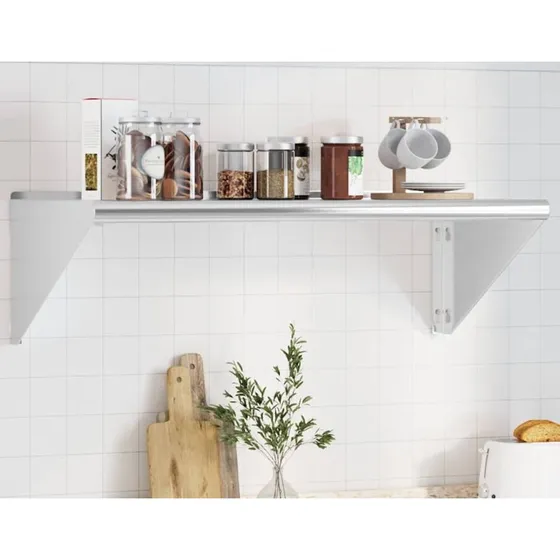 vidaXL væghylde 100x45x31 cm i rustfrit stål, sølv