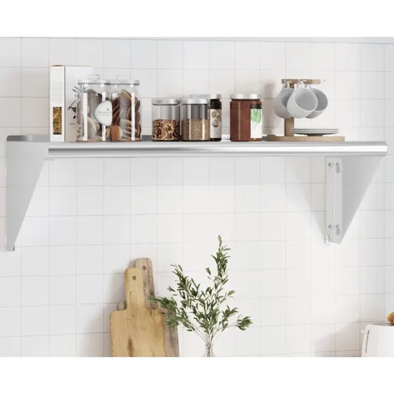 vidaXL væghylde i rustfrit stål 100x30x31 cm sølv
