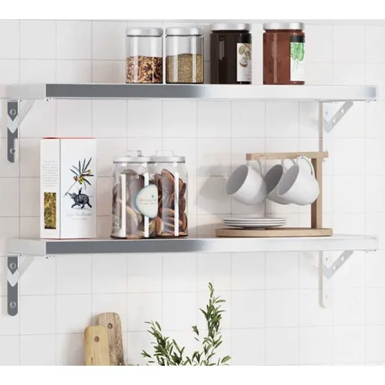 vidaXL hyldebeslag 4 stk. 20x2,5x14 cm rustfrit stl, slv