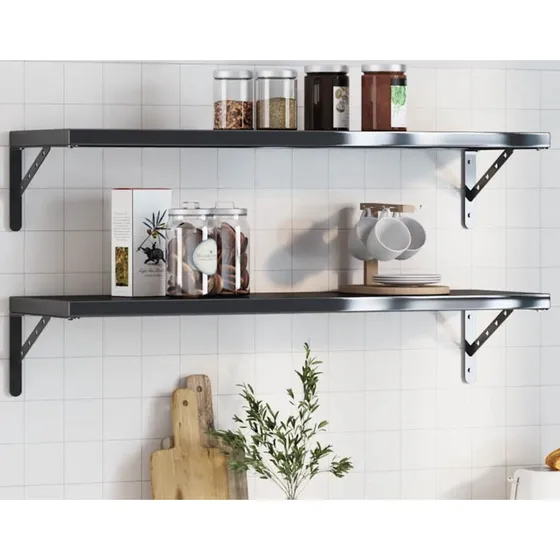 vidaXL hyldebeslag 4 stk. 30x2,5x15,5 cm sort rustfrit stål