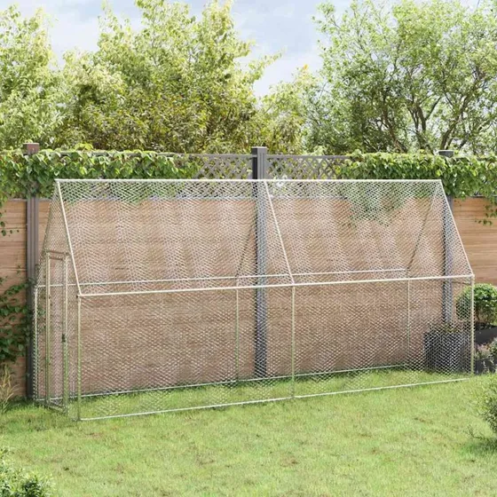 vidaXL hønsehus 100x100x190 cm galvaniseret stål grå