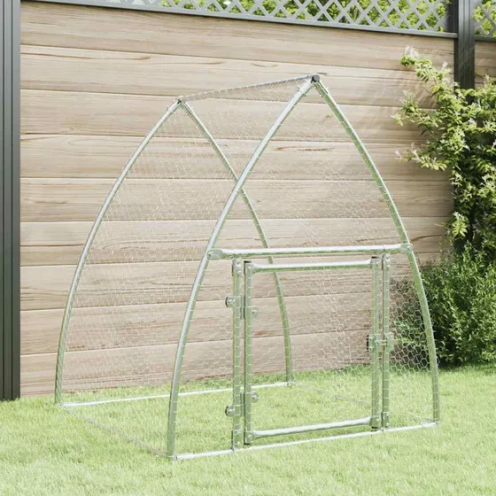 vidaXL hønsehus 100x105x120 cm galvaniseret stål sølv