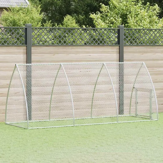 vidaXL hønsehus 300×105×120 cm galvaniseret stål, sølv