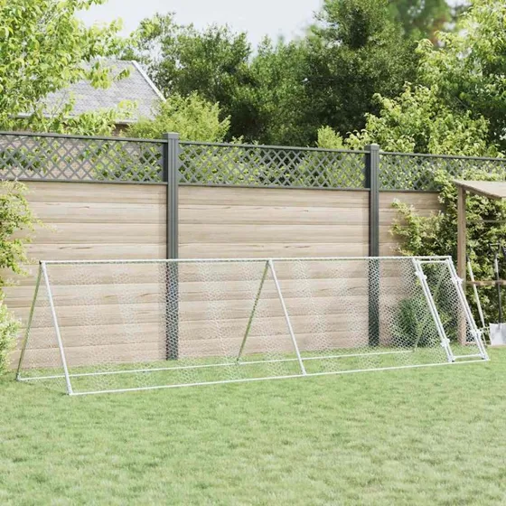 vidaXL hønsehus 400x105x91 cm galvaniseret stål, sølv