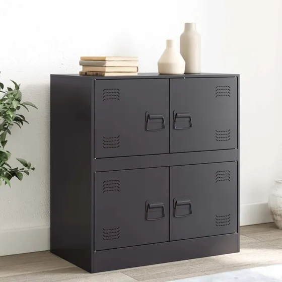 vidaXL skænk 67x39x73 cm i koldvalset stål, sort