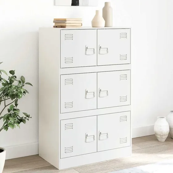 vidaXL skænk 67x39x107 cm koldvalset stål hvid