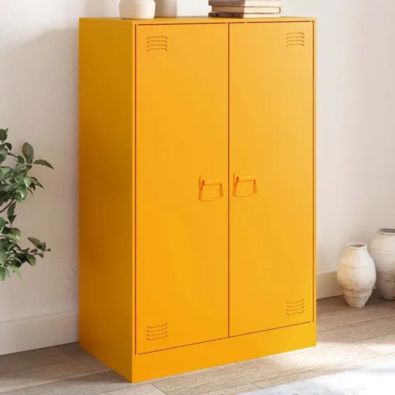 vidaXL skab 67x39x107 cm koldvalset stål, sennepsgul