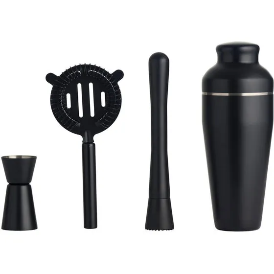 Day Cocktailshakersæt 4 dele, sort stål 600 ml