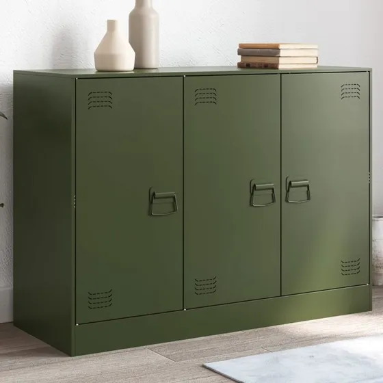 vidaXL skænk 99x39x73 cm i olivengrønt koldvalset stål