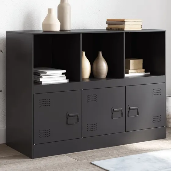 vidaXL skænk 99x39x73 cm koldvalset stål - sort