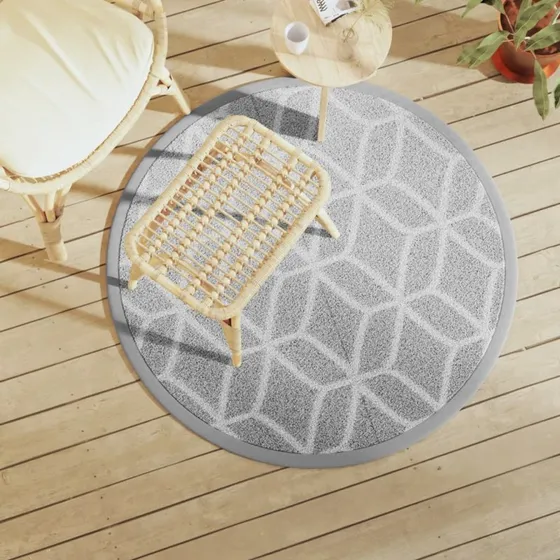 vidaXL udendørs gulvtæppe ARAKIL Ø120 cm, PP grå