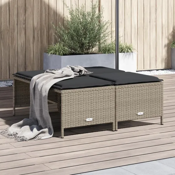 vidaXL haveskamler 4 stk. med hynder polyrattan lysegrå
